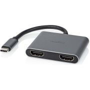 Nedis USB Multi-Port Adapter | USB 3.2 Gen 1 | USB-C&copy; Male | 2x HDMI&copy; | 0.10 m | Rond | Vernikkeld | P