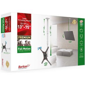 Barkan - Plafondbeugel 13 inch - 75 inch/33cm - 191cm - Vlak/Gebogen TV - Kijkhoek, Uittrekbaar, Draaibaar & Kantelbaar