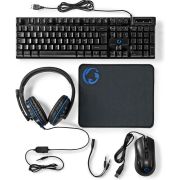 Nedis Gaming Combo Kit 5-in-1 , Koptelefoon, en mat AZERTY Frans toetsenbord en muis