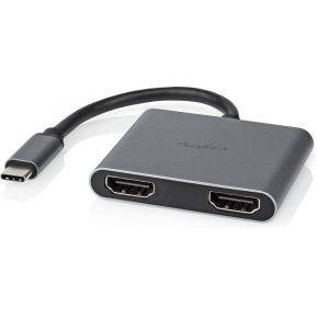 Nedis USB Multi-Port Adapter | USB 3.2 Gen 1 | USB-C© Male | 2x HDMI© | 0.10 m | Rond | Vernikkeld | P