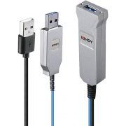 Lindy 43345 USB-kabel 30 m USB 3.2 Gen 1 (3.1 Gen 1) USB A 2 x USB A Blauw, Zilver