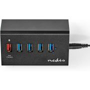 Nedis-USB-Hub-5-Poorts-USB-3-0-met-Externe-Voeding-QC3-0-Oplaadpoort-5-Gbps-Aluminium
