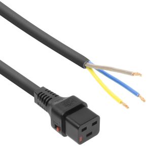 ACT Netsnoer C19 IEC Lock - open einde zwart 2 m, PC1174, 5-Pack