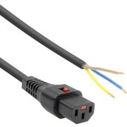 ACT Netsnoer C13 IEC Lock - open einde zwart 2 m, PC1025, 5-Pack