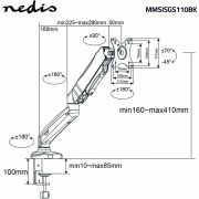 Nedis-Monitorbeugel-voor-Bureaus-Gasveer-1-Scherm-en-15-32-75x75-100x100-Draai-en-Kantel
