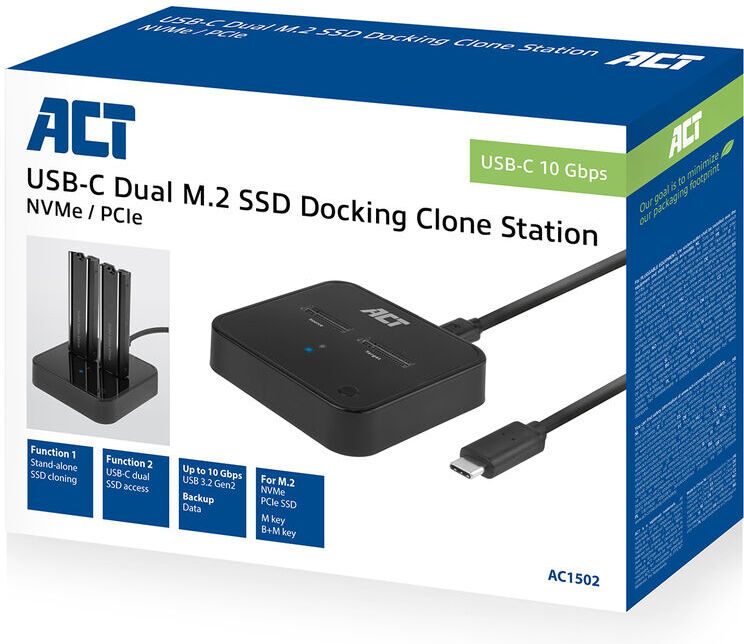 FIDECO HDD/M.2 NVMe SSD Cloner Docking Station, USB 3.2 Gen 2 , 3-Bay Festplatten-Cloner-Dock für M.2 NVMe SSD und 2,5/3,5 SATA HDD, mit klappbarem Lüfter