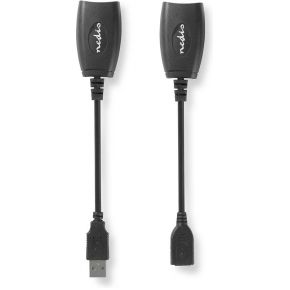 Nedis Actieve USB-Kabel | USB 1.1 | USB-A Male | RJ45 Female | 12 Mbps | 0.20 m | Rond | Vernikkeld | PVC