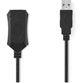 Nedis Actieve USB-Kabel | USB 2.0 | USB-A Male | USB-A Female | 480 Mbps | 20.0 m | Rond | Vernikkeld | PV