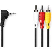 Nedis Audio-Videokabel | 3,5 mm Male | 3x RCA Male | Vernikkeld | 1.00 m | Rond | PVC | Zwart