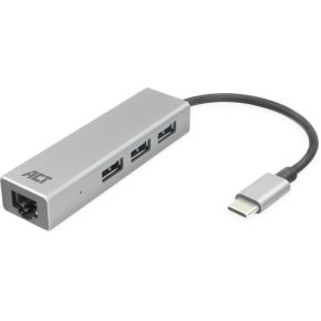 ACT USB-C Hub en Ethernet Adapter met USB-A