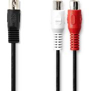 Nedis DIN-Audiokabel | DIN 5-Pins Male | 2x RCA Female | Vernikkeld | 0.20 m | Rond | PVC | Zwart | Label