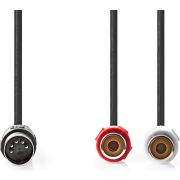 Nedis-DIN-Audiokabel-DIN-5-Pins-Male-2x-RCA-Female-Vernikkeld-0-20-m-Rond-PVC-Zwart-Label