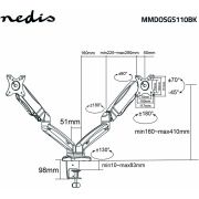 Nedis-Monitorbeugel-voor-Bureaus-Gasveer-2-Scherm-en-15-32-75x75-100x100-Draai-en-Kantel