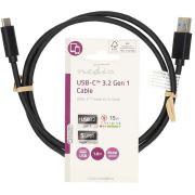 Nedis-CCGL61600BK10-USB-kabel-1-m-USB-3-2-Gen-1-3-1-Gen-1-USB-A-USB-C-Zwart