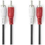 Nedis Stereo-Audiokabel | 2x RCA Male | 2x RCA Male | Vernikkeld | 10.0 m | Rond | Rood / Wit | Label