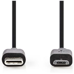 Nedis USB-Kabel | USB 2.0 | USB-C© Male | USB Micro-B Male | 60 W | 480 Mbps | Vernikkeld | 1.00 m | Ron