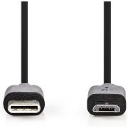 Nedis USB-Kabel | USB 2.0 | USB-C© Male | USB Micro-B Male | 60 W | 480 Mbps | Vernikkeld | 1.00 m | Ron