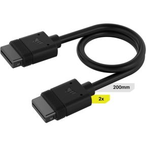 Corsair iCUE LINK Cable, 2x 200mm with Straight connectors, Black