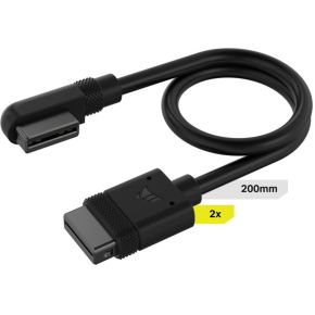Corsair iCUE LINK Cable, 2x 200mm with Straight/Slim 90° connectors, Black