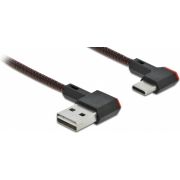 Delock 85280 EASY-USB 2.0 kabel Type-A male naar USB Type-C male haaks links / rechts 0,5 m zwart