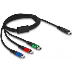 Delock 86596 USB-oplaadkabel 3 in 1 USB Type-C naar Lightning / Micro USB / USB Type-C 1 m
