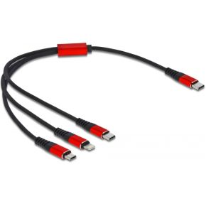 DeLOCK 86710 USB-kabel 0,3 m USB 2.0 USB C USB C/Micro-USB B/Lightning Zwart, Rood
