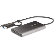 StarTech.com USB-C naar Dual-HDMI Adapter, USB-C of A naar 2x HDMI, 4K 60Hz, 100W Power Delivery Pas