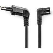 Nedis Stroomkabel | Euro Male | IEC-320-C7 | Gehoekt | Links Gehoekt | Vernikkeld | 3.00 m | Rond | PVC |