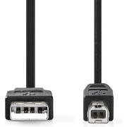 Nedis USB-Kabel | USB 2.0 | USB-A Male | USB-B Male | 10 W | 480 Mbps | Vernikkeld | 0.50 m | Rond | PVC |