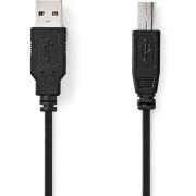 Nedis USB-Kabel | USB 2.0 | USB-A Male | USB-B Male | 10 W | 480 Mbps | Vernikkeld | 0.50 m | Rond | PVC |