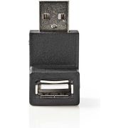 Nedis USB-A Adapter | USB 2.0 | USB-A Male | USB-A Female | 480 Mbps | Rond | Vernikkeld | PVC | Zwart | D