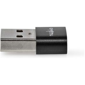 Nedis USB-A Adapter | USB 2.0 | USB-A Male | USB-C© Female | 480 Mbps | Rond | Vernikkeld | Zwart | Doos