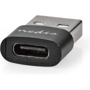 Nedis USB-A Adapter | USB 2.0 | USB-A Male | USB-C&copy; Female | 480 Mbps | Rond | Vernikkeld | Zwart | Doos