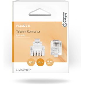 Nedis Telecom-Connector | Type Aansluiting: RJ12 | Recht | Connectorplating: Goud Verguld | PVC | Transpar