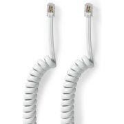 Nedis Telecomkabel | RJ10 Male | RJ10 Male | 2.00 m | Kabel design: Gekruld | Kabeltype: RJ10 | Wit
