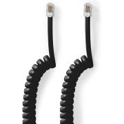 Nedis Telecomkabel | RJ10 Male | RJ10 Male | 2.00 m | Kabel design: Gekruld | Kabeltype: RJ10 | Zwart