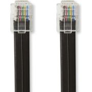 Nedis Telecomkabel | RJ12 Male | RJ12 Male | 1.00 m | Kabel design: Plat | Kabeltype: RJ12 | Zwart