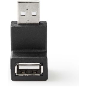 Nedis USB-A Adapter | USB 2.0 | USB-A Male | USB-A Female | 480 Mbps | Rond | Vernikkeld | PVC | Zwart | D