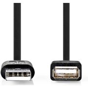 Nedis-USB-Kabel-USB-2-0-USB-A-Male-USB-A-Female-480-Mbps-Vernikkeld-1-00-m-Rond-PVC-Zwar