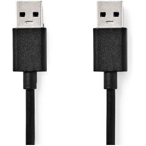 Nedis USB-Kabel | USB 3.2 Gen 1 | USB-A Male | USB-A Male | 5 Gbps | Vernikkeld | 1.00 m | Rond | PVC | Zw