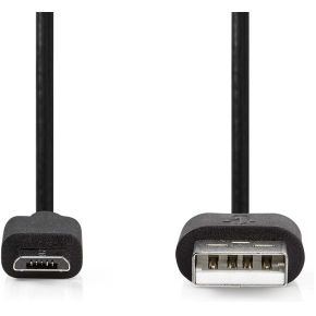 Nedis USB-Kabel | USB 2.0 | USB-A Male | USB Micro-B Male | 10 W | 480 Mbps | Vernikkeld | 3.00 m | Rond |
