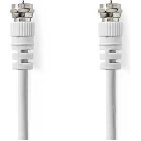 Satelliet- en Antennekabel | F-Male | F-Male | Vernikkeld | 75 Ohm | Dubbel Afgeschermd | 5.00 m | Rond | PVC | Wit