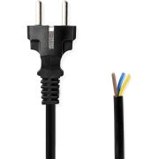 Nedis Stroomkabel | Type F (CEE 7/7) Male | Open | Recht | Recht | Vernikkeld | 3.00 m | Rond | PVC | Zwar