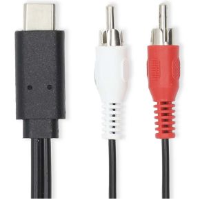 Nedis USB-C© Adapter | USB 3.2 Gen 1 | USB-C© Male | 2x RCA Male | 1.00 m | Rond | Vernikkeld | PVC |