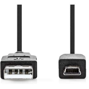 Nedis USB-Kabel | USB 2.0 | USB-A Male | USB Mini-B 5-Pins Male | 480 Mbps | Vernikkeld | 1.00 m | Rond |