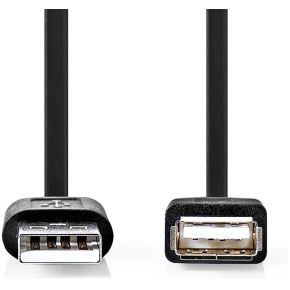Nedis USB-Kabel | USB 2.0 | USB-A Male | USB-A Female | 480 Mbps | Vernikkeld | 2.00 m | Rond | PVC | Zwar