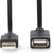 Nedis-USB-Kabel-USB-2-0-USB-A-Male-USB-A-Female-480-Mbps-Vernikkeld-2-00-m-Rond-PVC-Zwar