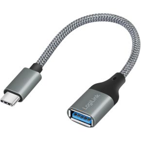 LogiLink CU0106, 0,15 m, USB C, USB A, USB 3.2 Gen 1 (3.1 Gen 1), 1500 Mbit/s, Grijs