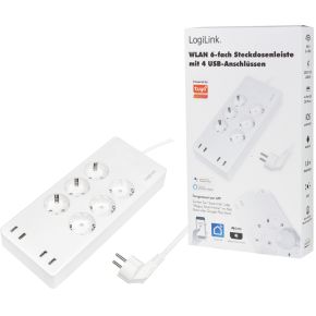 LogiLink SH0105 intelligente stekkerdoos 6 AC-uitgang(en) Type F 1,8 m 4 2400 W Wit