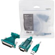 LogiLink-UA0042B-seri-le-converter-repeater-isolator-USB-2-0-RS-232-Groen-Transparant